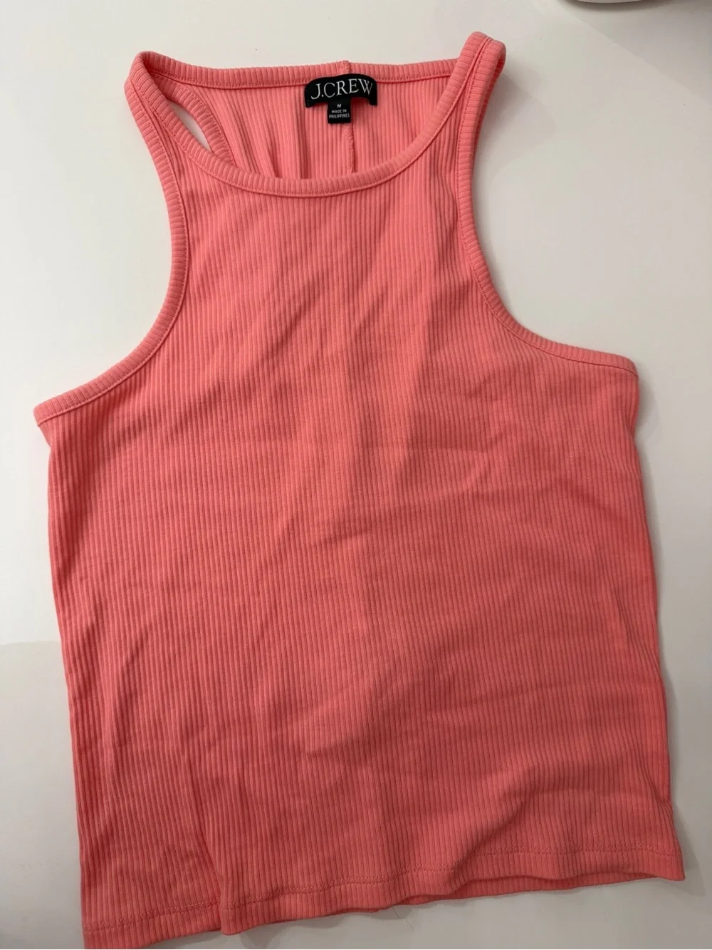 J. Crew Ribbed Scoop Neck Tank - Coral Pink